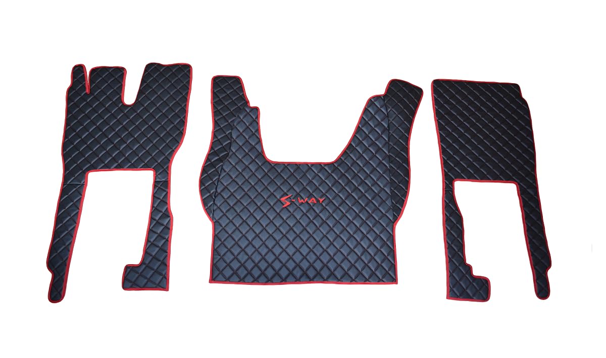 Almohadillas de suelo adecuadas para IVECO S-WAY desde 2024 [nueva forma] - Negro/Rojo
