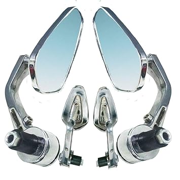 GOLSM Bike Handlebar Rear View Mirror Ractangle Shape End Adjustable Rotatable Handle bar Side Mirror Set of 2 PCs Chrome for Honda CBR 250R