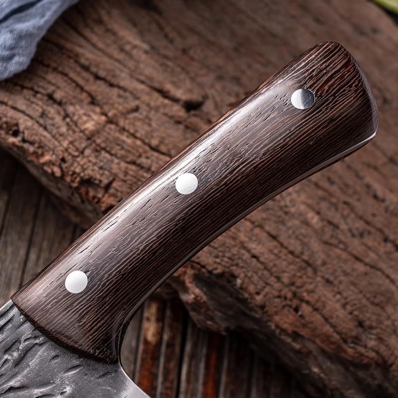Meat Cleaver,Cleaver Knife 7 Inch Wooden Handle Meat Cleaver Kitchen Knife Slicing Vegetables Meat Chopping Knife Forged Boning Knife Butcher Knife Cooking Tools