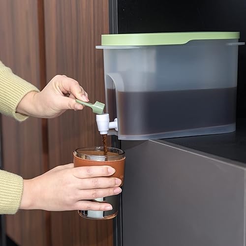 Miniatura 4 de PARBEE Cafetera fría de 1 galón, cafetera helada con filtro de malla de acero inoxidable ultrafino y espiga, jarra de infusión fría e infusor de té,