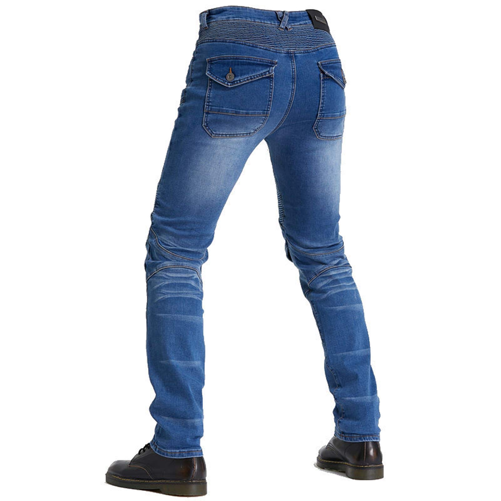 BEDSETS Pantaloni Moto da Uomo, Pantaloni Jeans Denim Pantaloni Motocross, Con 2 Paia Di Jeans Imbottiti Protettivi, Con Fodera Protettiva (Blue,M)