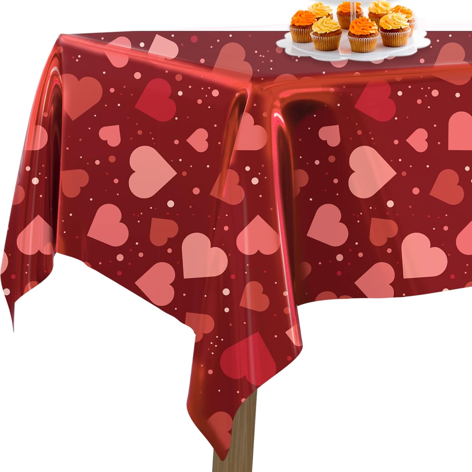 PartyWoo Valentines Tablecloth, 54 x 108 Inch Rectangle Red Heart Party Tablecloth