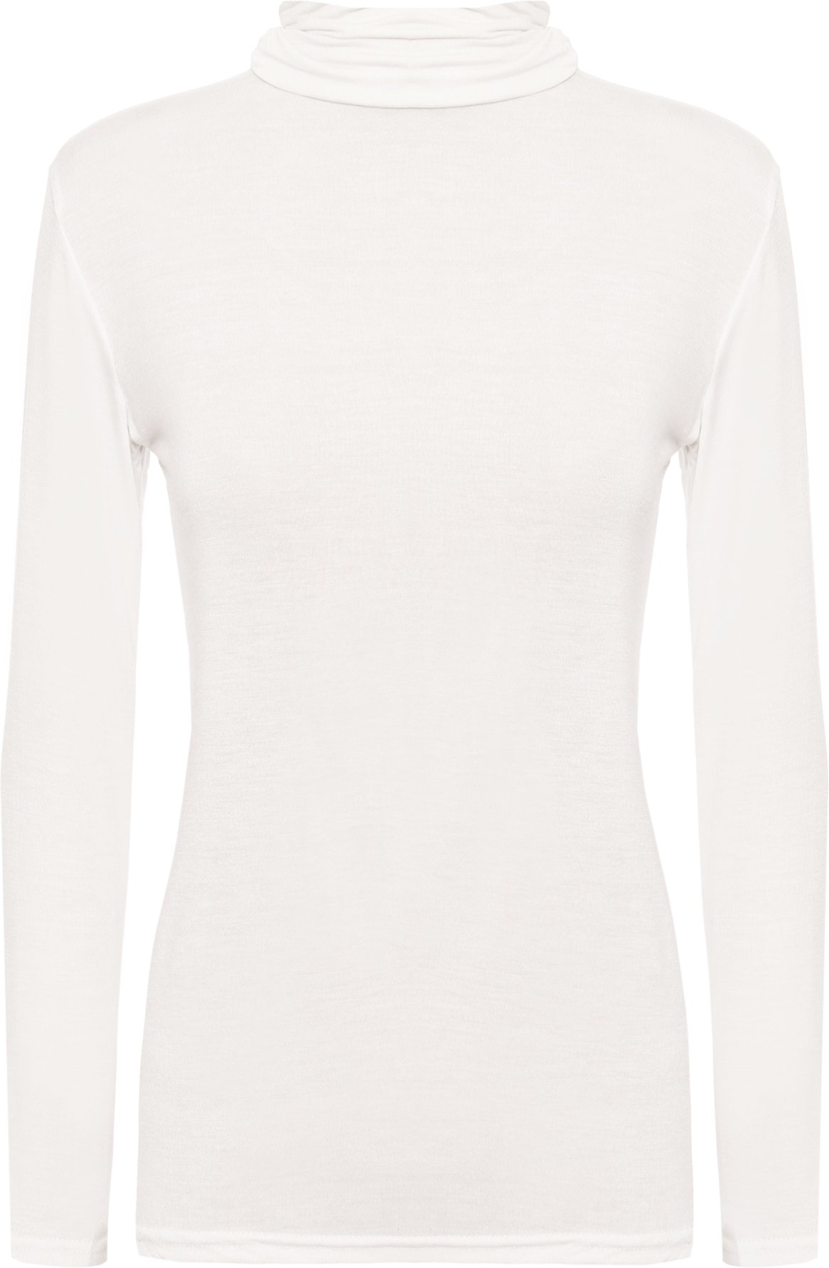 Wearall Women's Cream New Turtle Neck Long Sleeved Stretch Plain Polo Top Jumper - 24-26