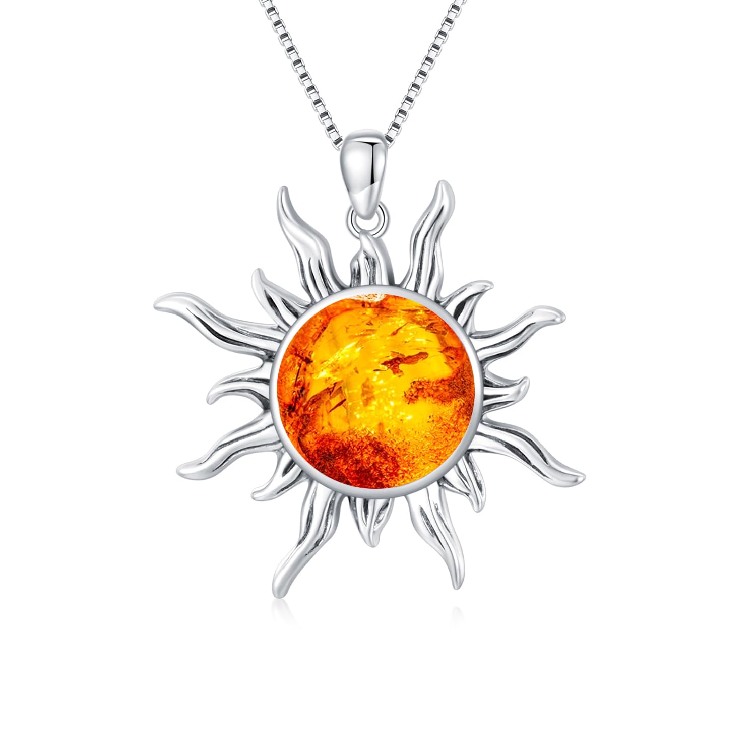Sun Turquoise Pendant Necklace, 925 Sterling Silver Genuine Gemstones Western Jewelry Gift for Women
