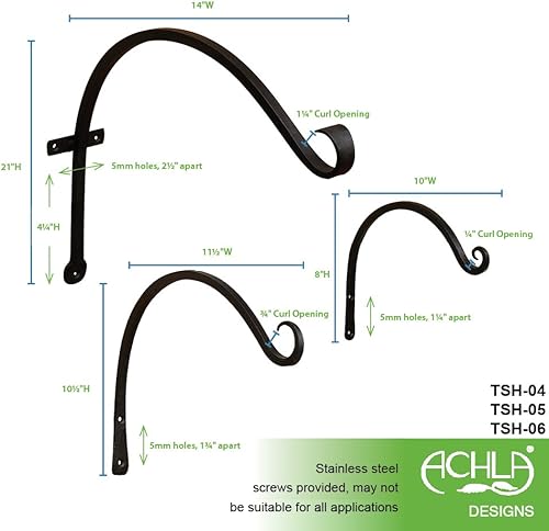 Miniatura 3 de Achla Designs TSH-05 - Soporte de pared hierro forjado 120in color negro