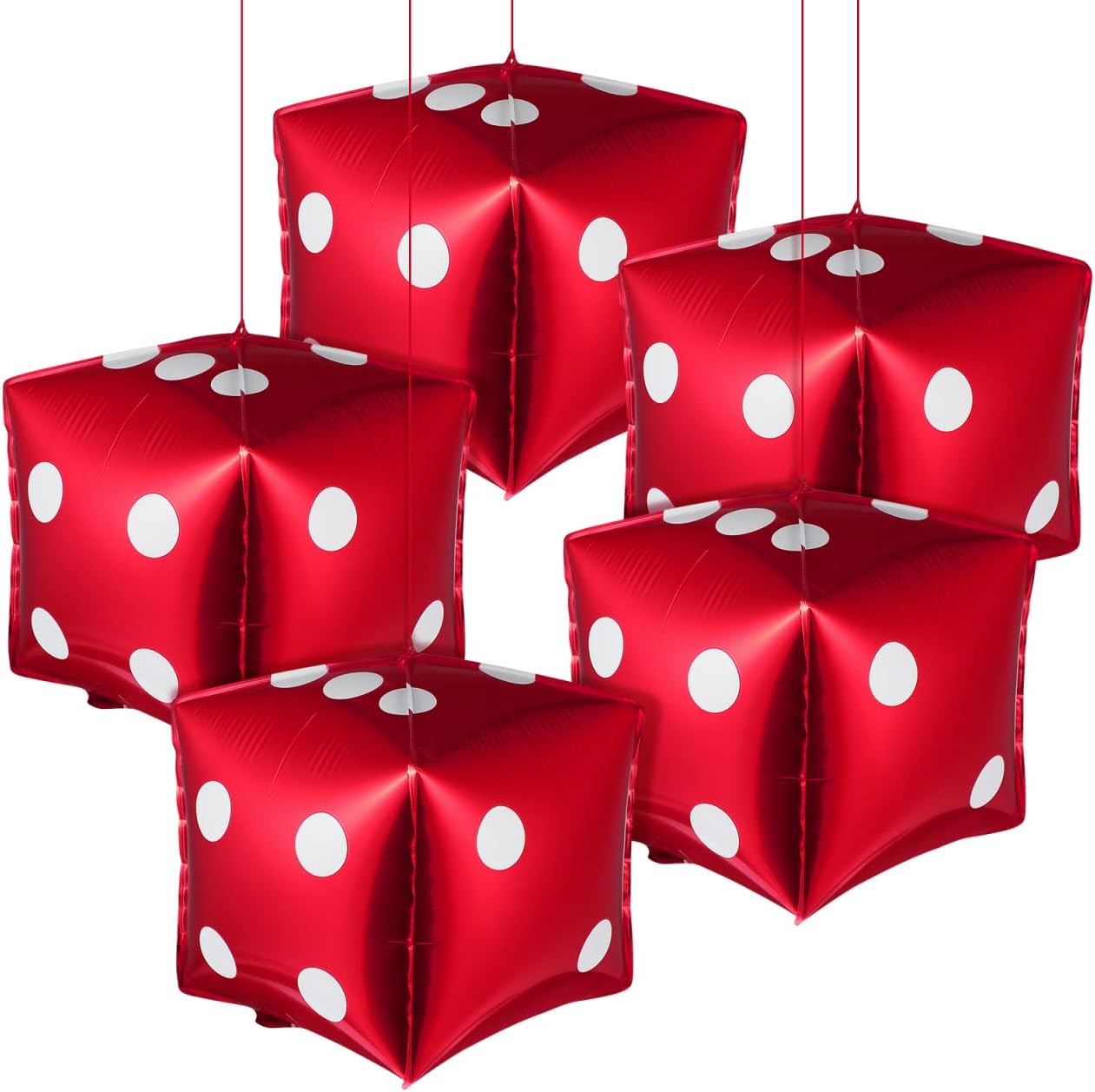 jojofuny 5 Pcs Cube Foil Balloons 7 Inches Square Aluminum Foil Dice Balloons for Theme Party & Poker Night Decorations – Dice Decor for Adults & Kids Birthday Celebrations and Game Night