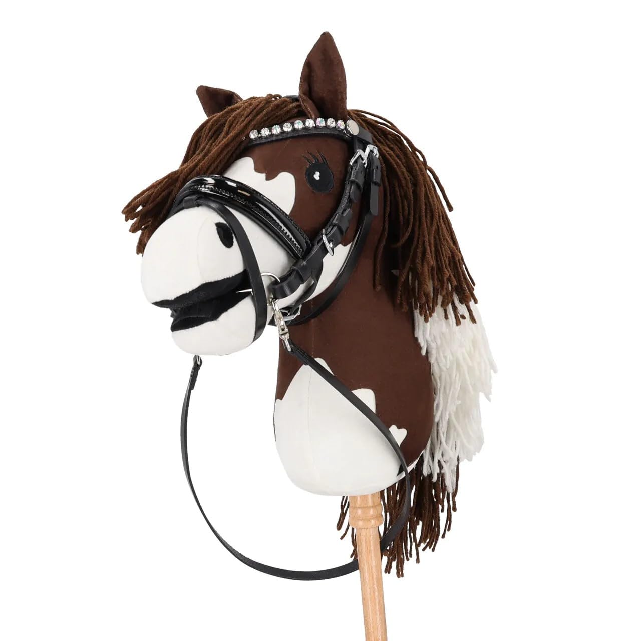 NETPROSHOP Hobby Horsing Trense Sunset Schwarz mit Straß oder Dunkelbraun mit Hellen Nähten, Farbe:Schwarz