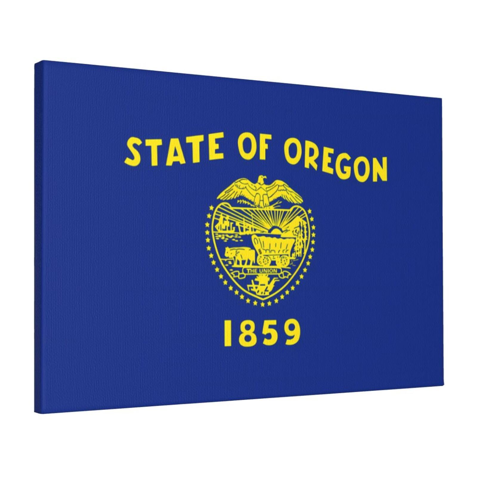 CNTDBU Oregon State Flag Canvas Wall Art 16x24 Inch-Large Modern Painting Print for Living Room, Framed Ready to Hang Artwork for Bedroom