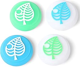 Cute Thumb Grip Caps for Nintendo Switch/Lite/OLED Controller, for Animal Crossing Kawaii Leaf Joystick Analog Soft Silicone Button Stick Covers for NS Joy Cons (Blue&Green Leaf)