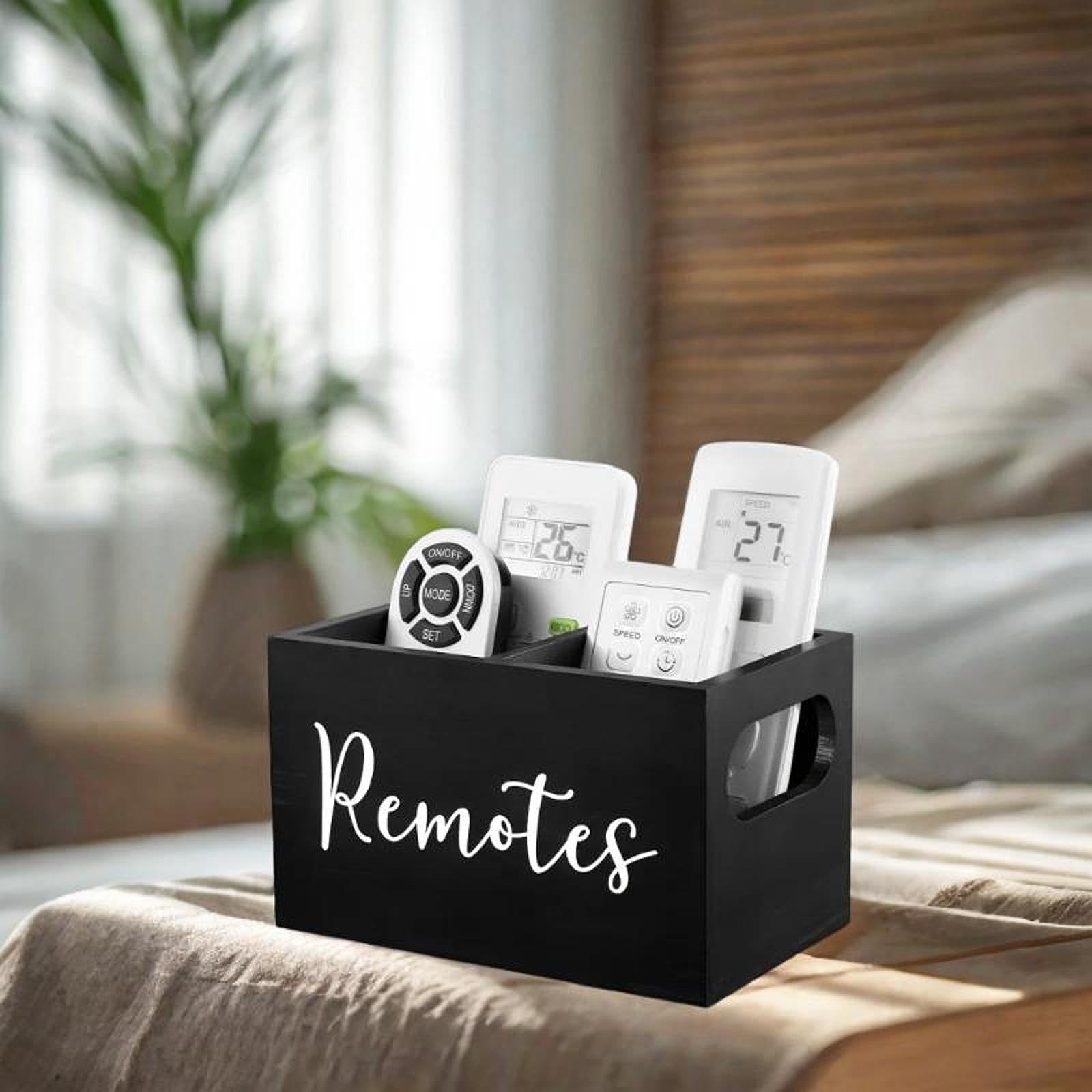 Enakshi®, supporto per telecomando in legno, stile retrò, per letto, comodino, divano, nero, casa e giardino, forniture per la casa e le pulizie, organizzazione della casa e altre organizzazioni