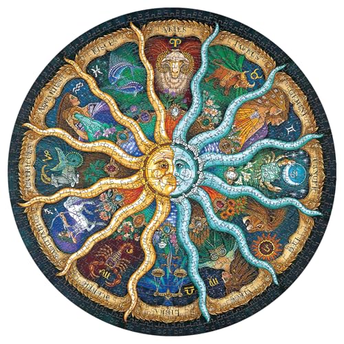 Rompecabezas Zodiac para Adultos de 1000 Piezas - Rompecabezas Circular de Horóscopo y Astrología, Desafiante Rompecabezas Mandala de Constelaciones para Adultos, 26,7 Pulgadas miniatura 2