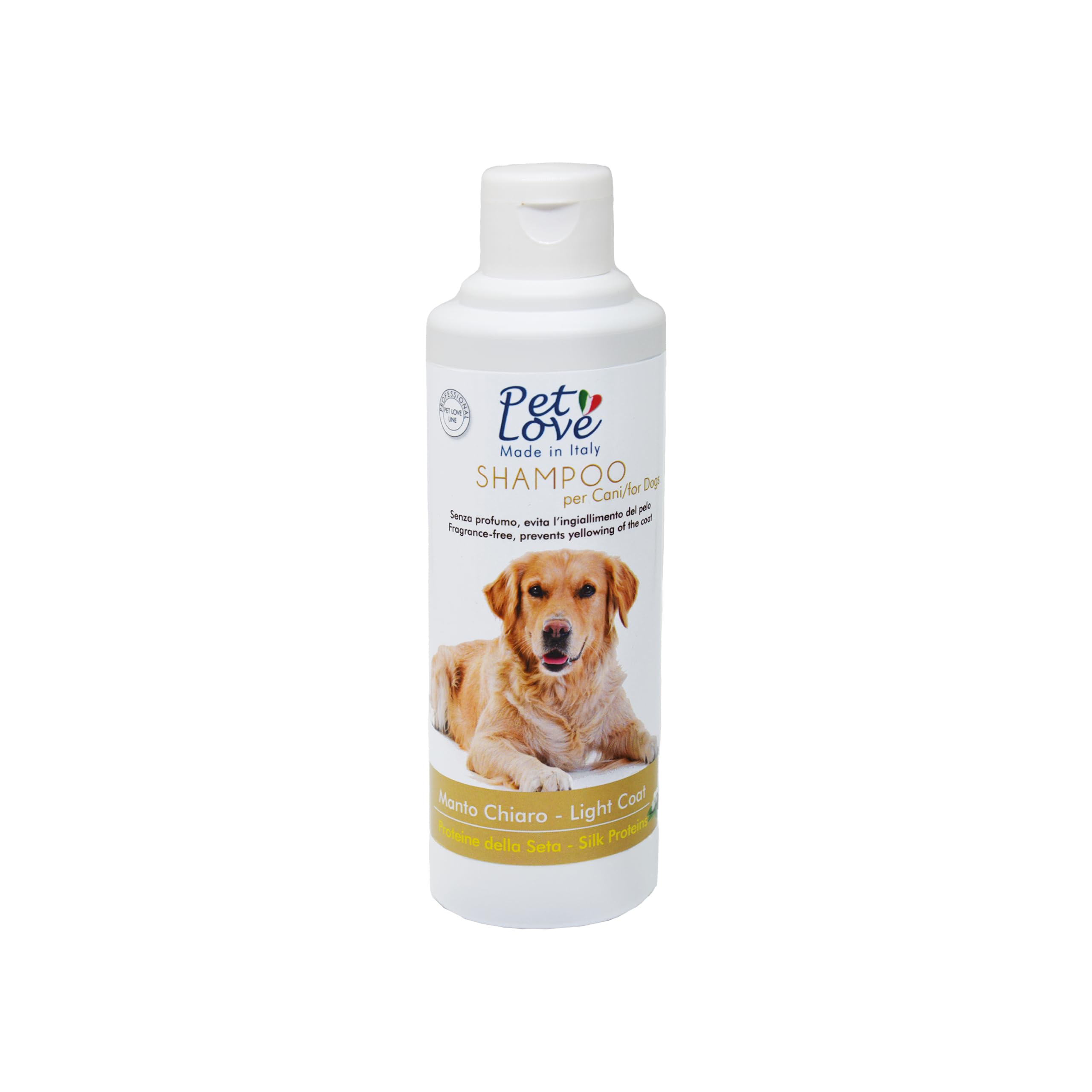 Pet Love | Shampoo Professionale per Cani a Manto Chiaro – Azione Detergente e Igienizzante –Senza Profumo - 250 ml