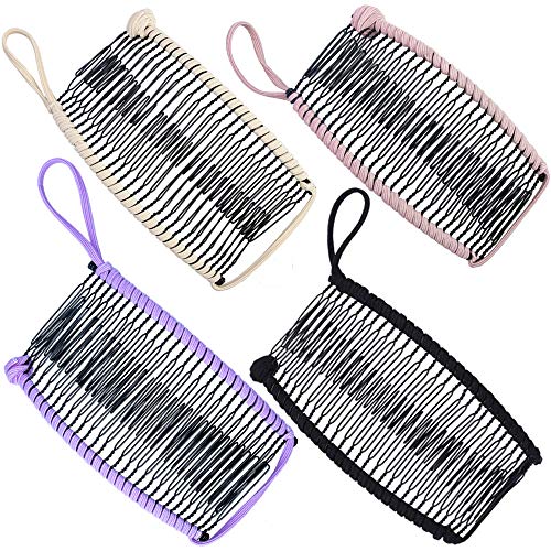 4pcs Banana Hair Clips Stretch Banana Clip for Thick Hair Large Size Vintage Clincher Comb Tool for Women Thin Curly Hair Non-Slip Ponytail Holder Grip Catch Clamp(Black, Pink, Light Purple, Beige)