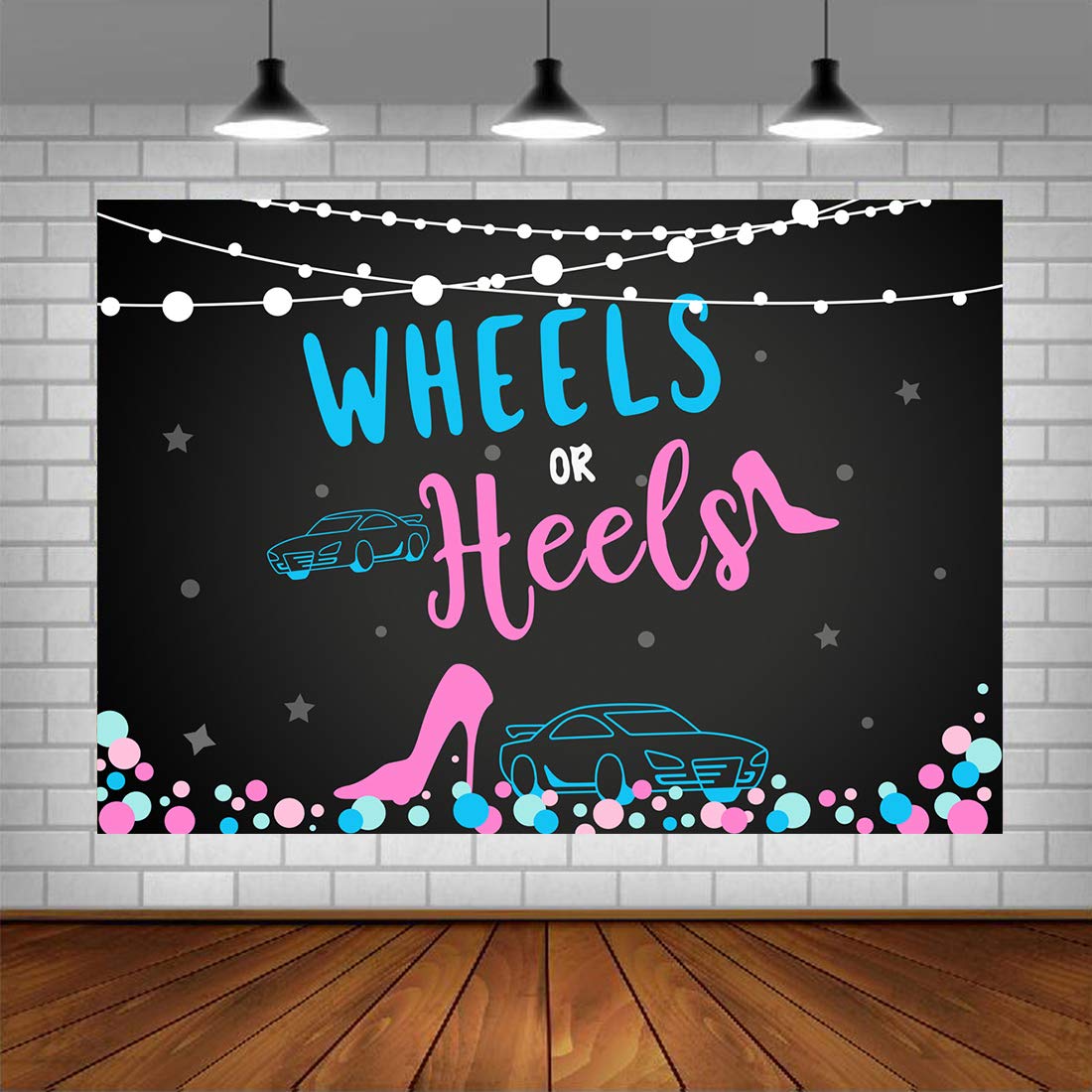 Buy Wheels or Heels Gender Reveal Theme Party Photo Backdrop Boy or