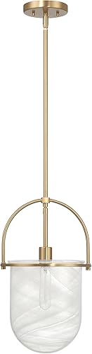 Miniatura 8 de Robert Stevenson Lighting Beatrice - Lámpara de techo moderna de mediados de siglo hecha a mano de vidrio y metal marmoleado, dorado y blanco