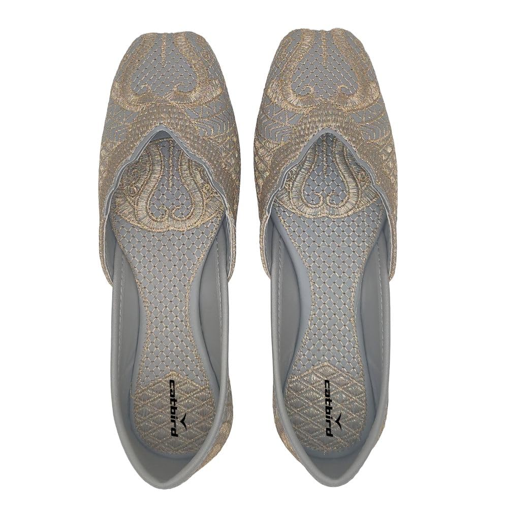 catbird Women’s Heart Pattern Embroidered Jutti | Soft Cushioned Slip-On Mojari | Lightweight Ethnic Flats for Casual-picture-51