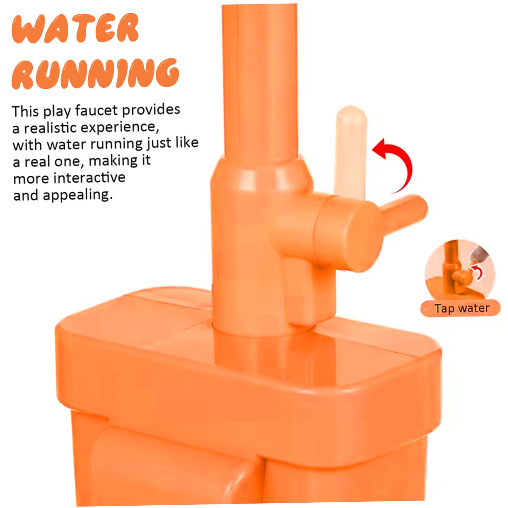 Toy Sink Faucet, 5.5x10.2x3 Plastic Replacement Kitchen Sink Toys Faucet, Playhouse Accessories for Boys Girls Toddlers — view 5
