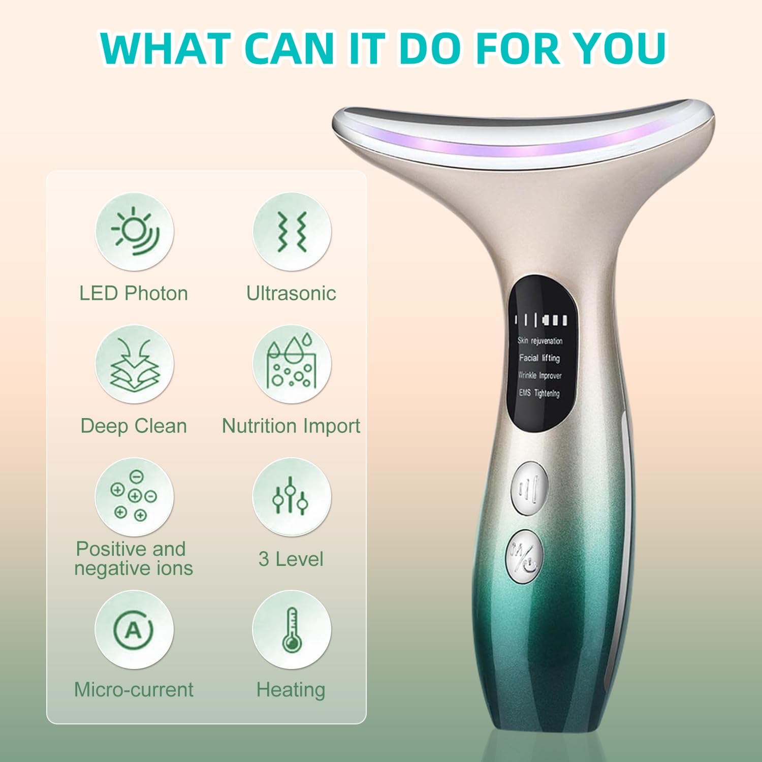 Appareil Anti Rides Visage,4 Modes Massage Visage,Électrique Beauté Appareils,Visage Appareil Anti Rides,Appareils Lifting Massage Visage,Masseur Visage,Double Menton Raffermissant et Liftant