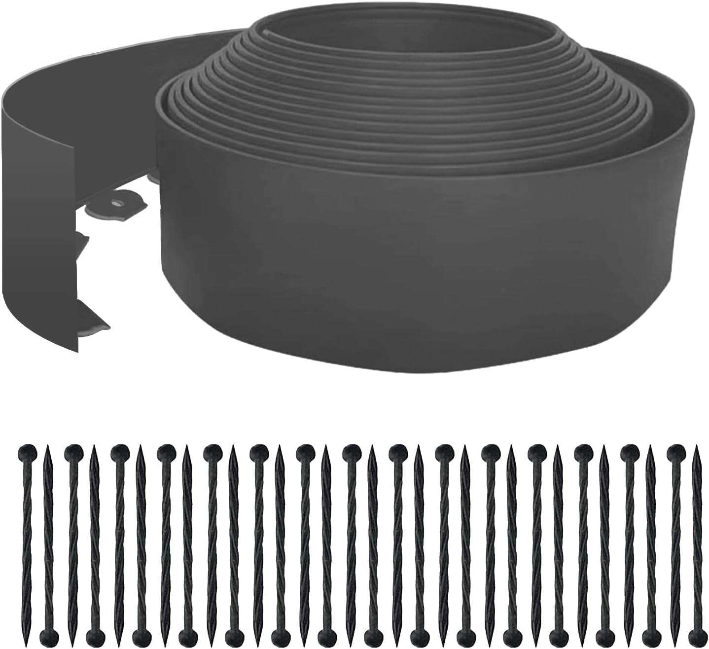 Bordure De Jardin Flexible OUTIROR - 10 M X 5 Cm - Pour Délimiter Massifs & Allées - Livrée Avec 30 Piquets - Facile à Installer