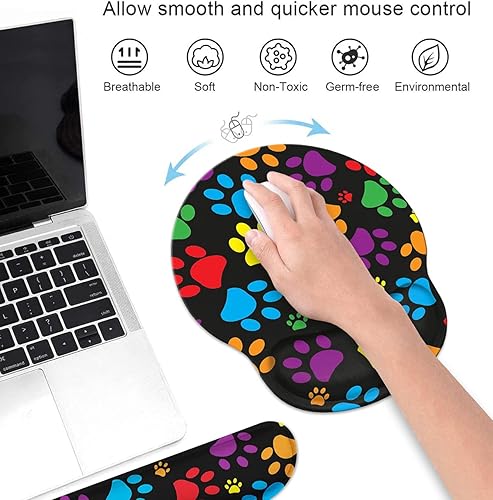 Miniatura 3 de Juego de reposamuñecas para teclado y mouse con posavasos, base de goma antideslizante, alfombrilla ergonómica para mouse para juegos en casa,