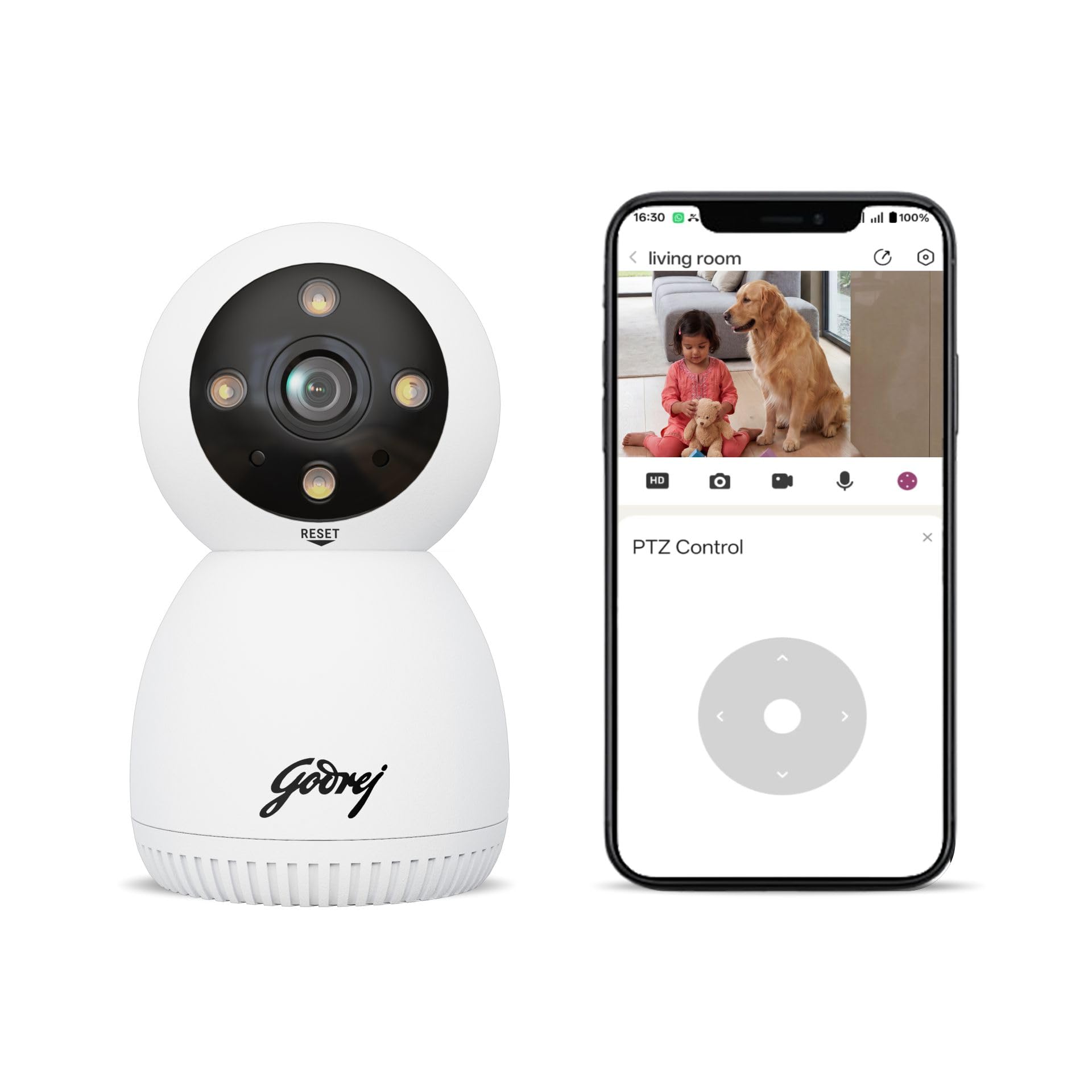 Godrej 3MP Smart Wi-Fi CCTV Camera | EVE Pro 3 | New Launch | Night Vision | 360° View | AI Human Tracking | Motion Detection | Indoor Camera | 2-Way Talk | Up to 256GB SD Card Support | Alexa Support