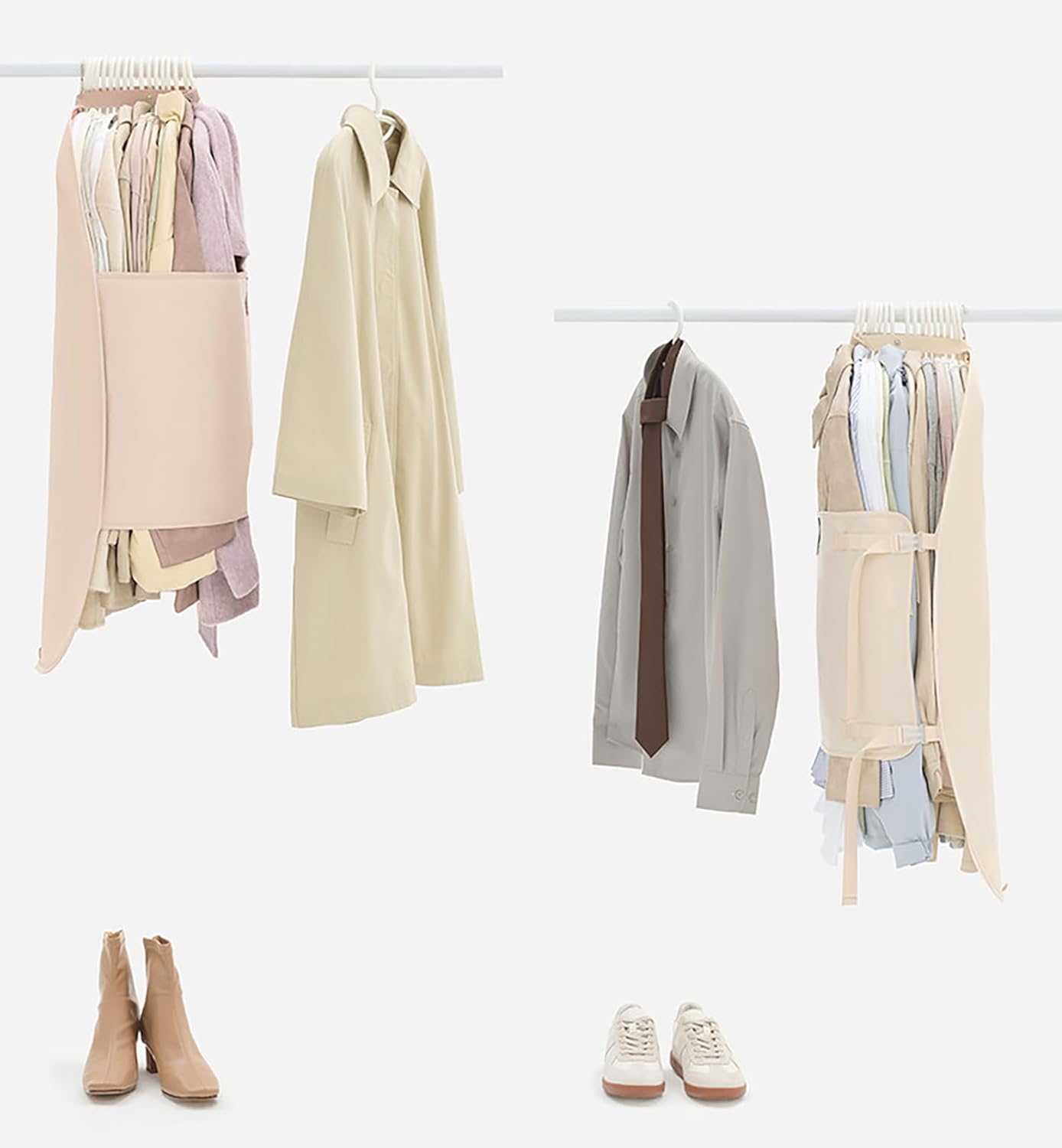 Hanging Compression Board for Clothes – High-Density Polyester Organizer with Adjustable Strap, Holds 20-30 Garments, Ultra-Thin Space Saver for Closet, Suits, Jackets & Dresse(Size:2 PCS,Color:Beige)