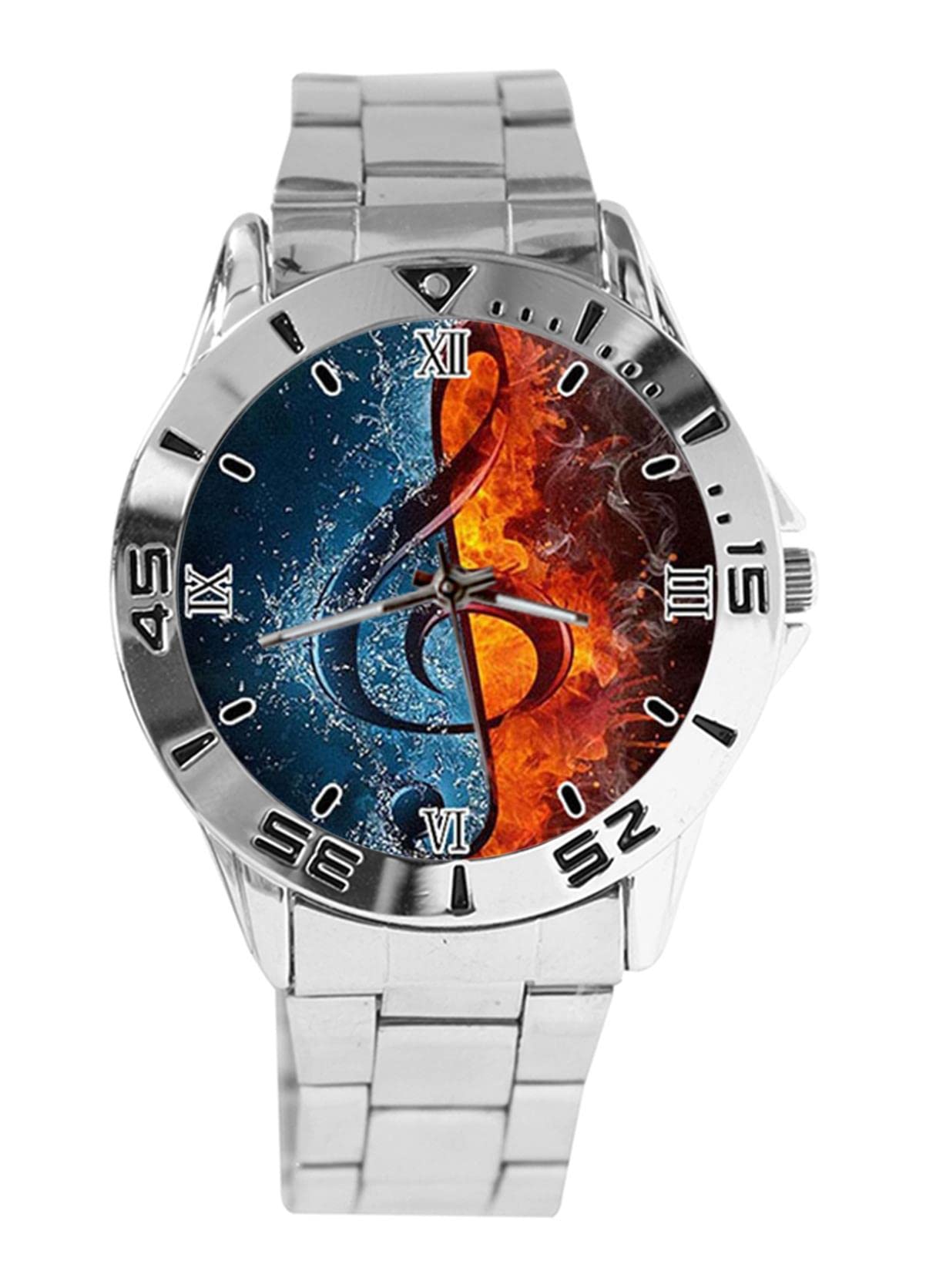 GenericMusic Notes Personality Watches Women Men Analog Wristwatch Unisex Stainless Steel Silver Wrist Watch