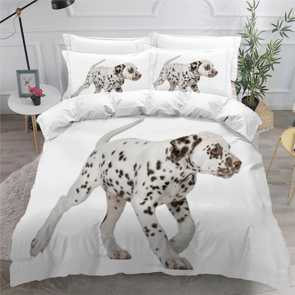 AirIHuA3D Bedding Set Kids Girls Boys Ipet Spotted Dog Duvet Cover Double Size Dog Animal Comforter Cover with 2 Pillowcases 3Pcs Soft Microfiber Quilt Cover for Adults