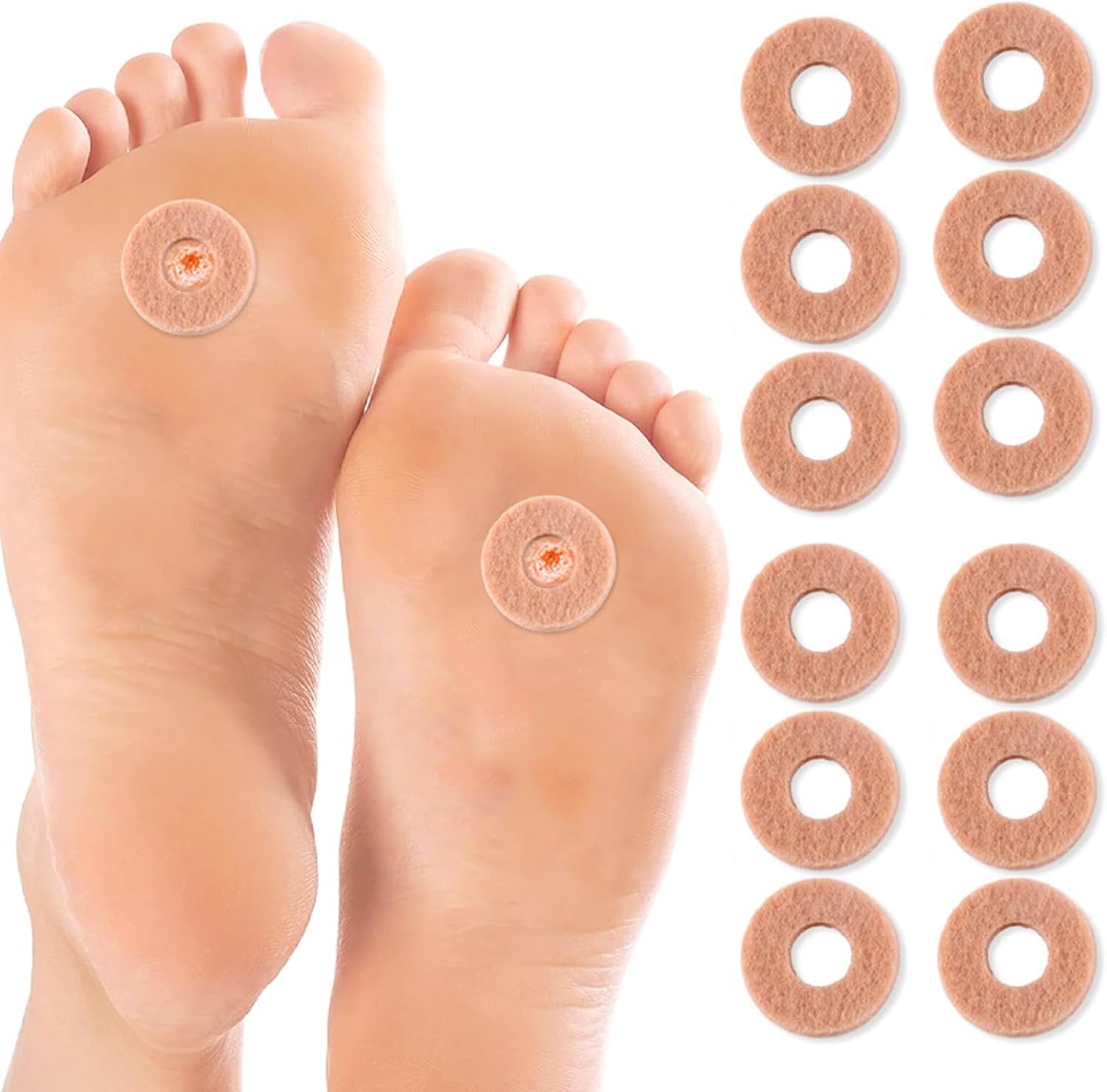 Tazweeq 84 Pcs Callus Cushions for Bottom of Feet, Self Adhesive Donut Corn Remover Pads Corn Patches for Foot Toes, Adhesive Corn Patches for Foot Toes Blister Bunion Wart Pain Relief Prevention Pad