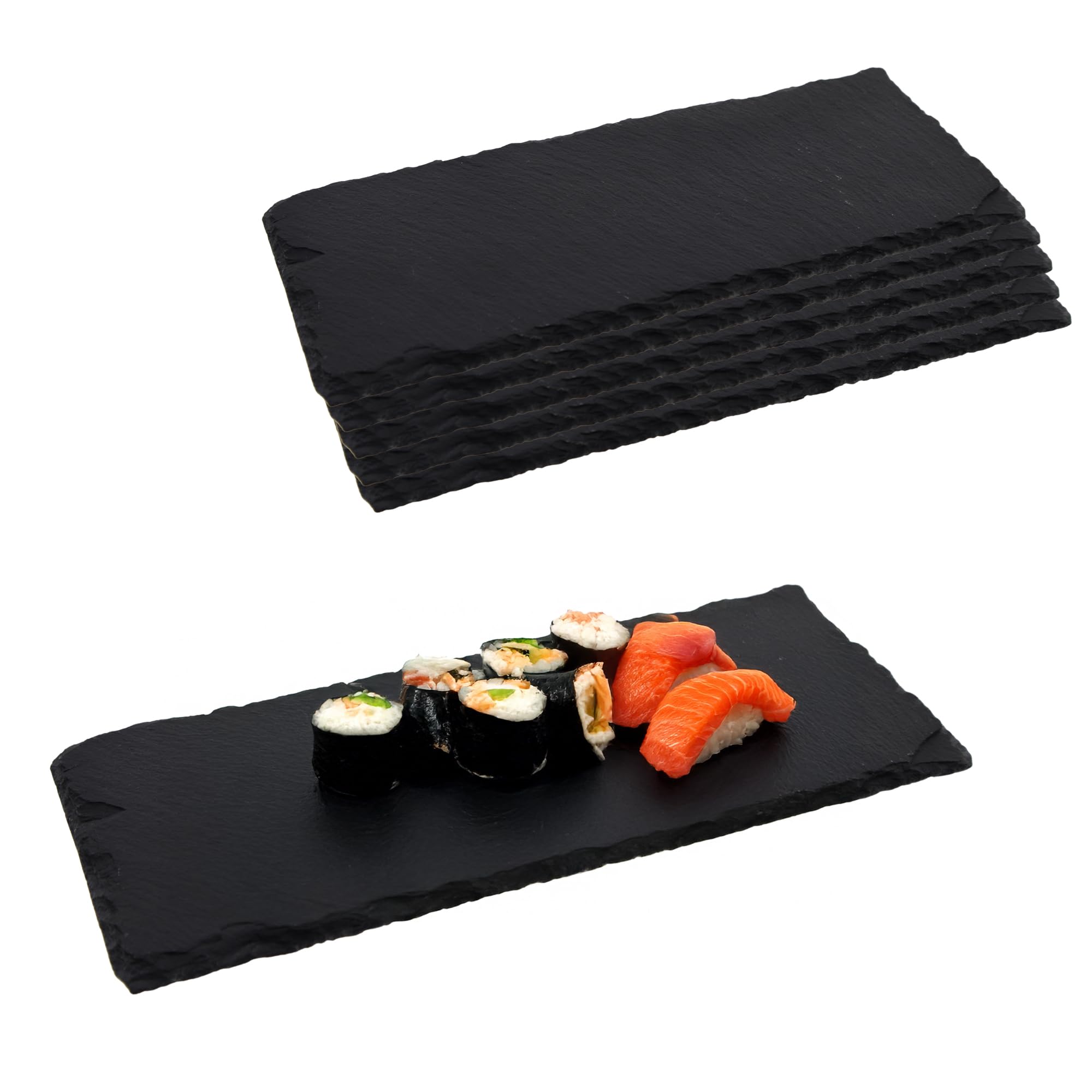 Plateaux de service en ardoise 25x10 cm lot de 6 assiettes rectangulaires avec patins