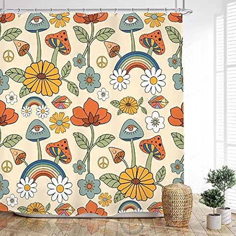 Glawry Boho-Pilz-Duschvorhang, 183x183 cm Cover