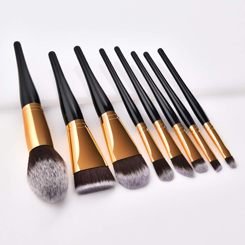 Pinselset Make-up Puder Lidschatten Foundation Kosmetik 8PCS Pinsel Gesichtspinsel Makeup Foundation, Schwarz