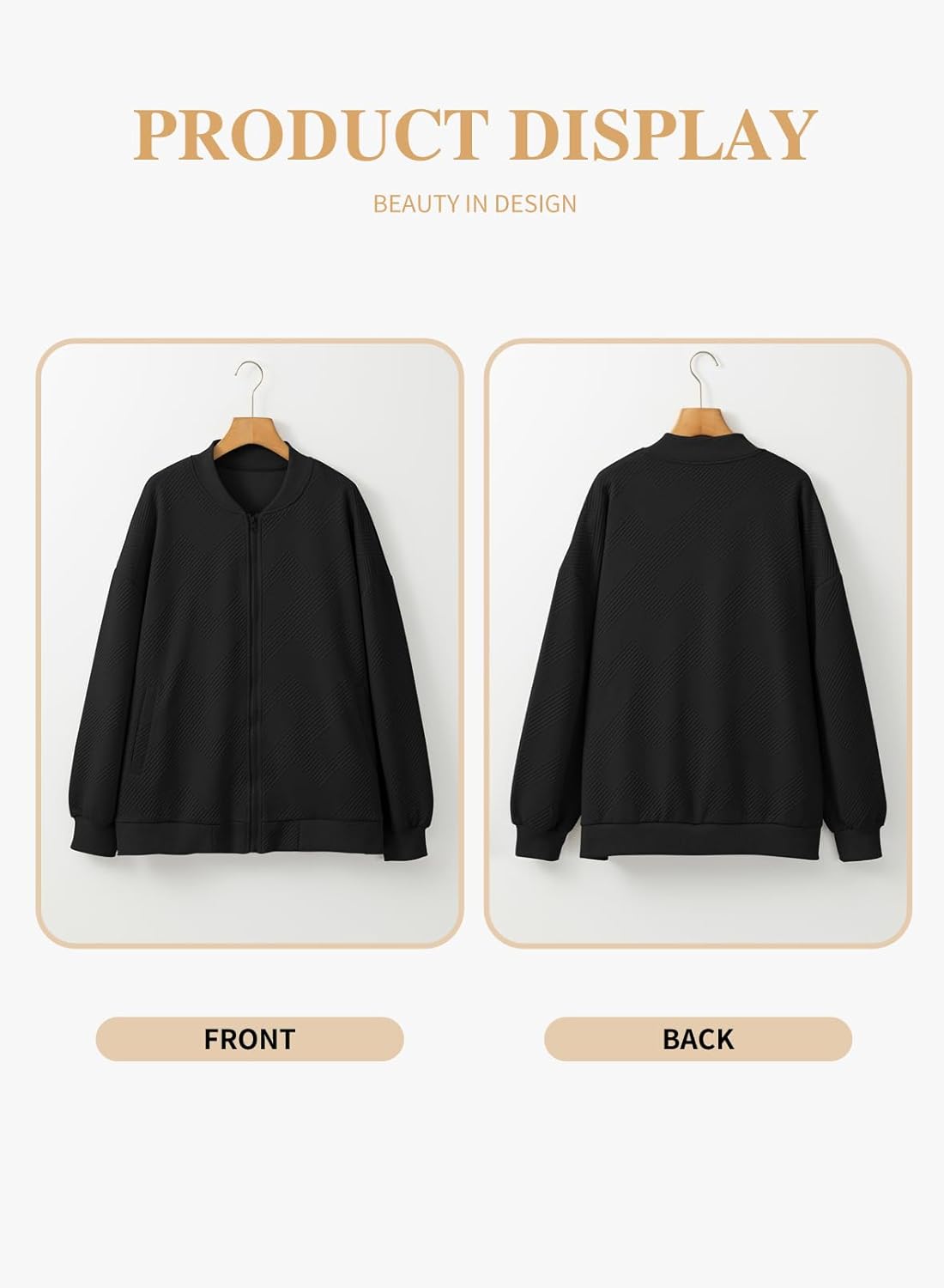 Eytino Womens Plus Size Jackets Long Sleeve Full Zip Casual Lightweight Fall Jacket(1X-5X) - Image 4