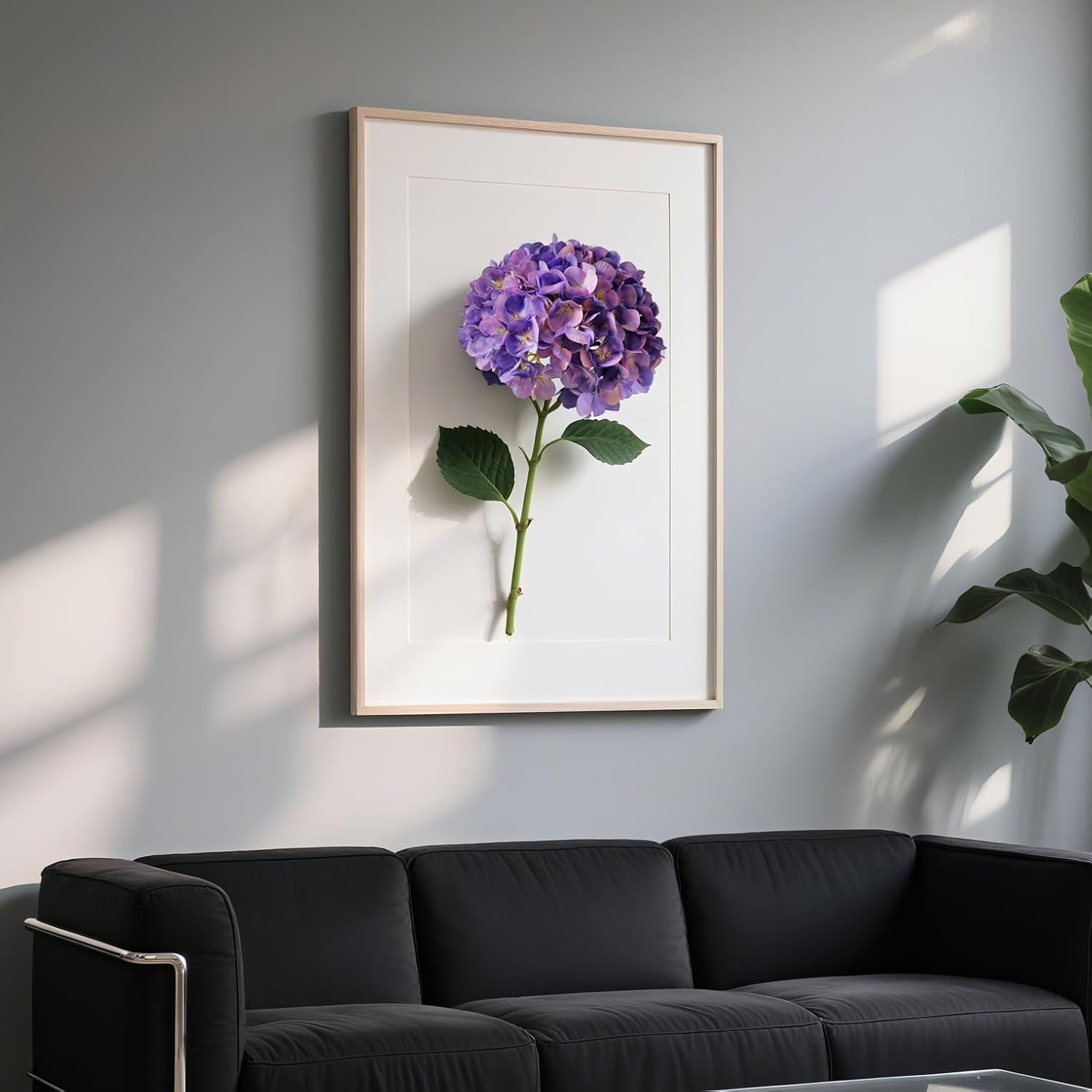Purple Hydrangea Artificial Flowers 4Pcs Faux Hydrangeas 26'' Long Stem Silk Hydrangea Flowers Centerpiece Table Decorations Realistic Flowers for Outdoors Real Looking Purple Flowers