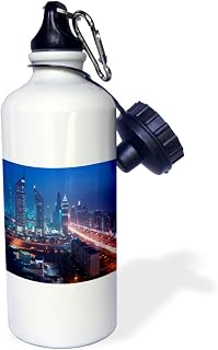 3dRose "UAE, Dubai, Emirates, Sheikh Zayed, City skyline-AS44 WBI0133 Walter Bibikow" Sports Water Bottle, 21 oz, White
