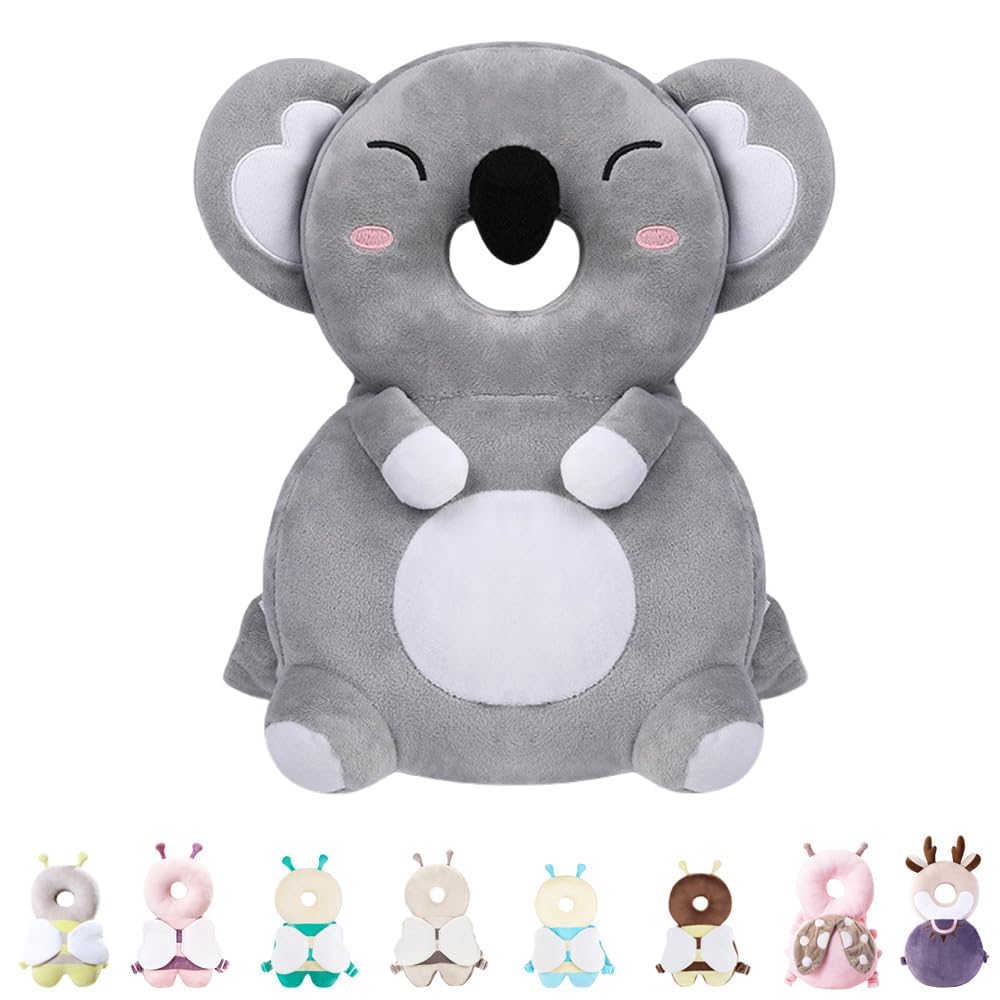 Toddler Baby Protection Backpack Wear, Baby Walker Head Protector, Head Protector Pad Safety Cushion for Crawling Walking, Babys Essentials Infant Toys Boy Girl Gifts, Grey Koala