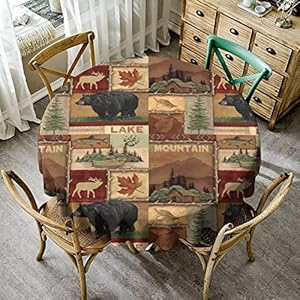 Rustic Bear Tablecloth, Retro Rustic Vintage Bear Cottage Country Rustic Cabin Farmhouse Style Table Cover, Water Resistant Wipeable Tablecloths for Kitchen Dinning Decor 60" Rustic Bear Tablecloth Retro Rustic Vintage Bear Cottage Country Rustic Cabin Farmhouse Style Table Cover Water Resistant Wipeable Tablecloths for Kitchen Dinning Decor 60