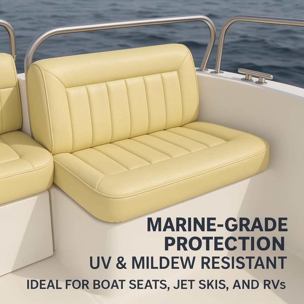 Vanilla Bean Marine Vinyl Fabric: Vanilla Bean 5 Yards (15' x 54") Upholstery Faux Leather: Waterproof, UV-Resistant, Boats, Indoor/Outdoor Seats, Automotive, Soft Pleather DIY Crafting