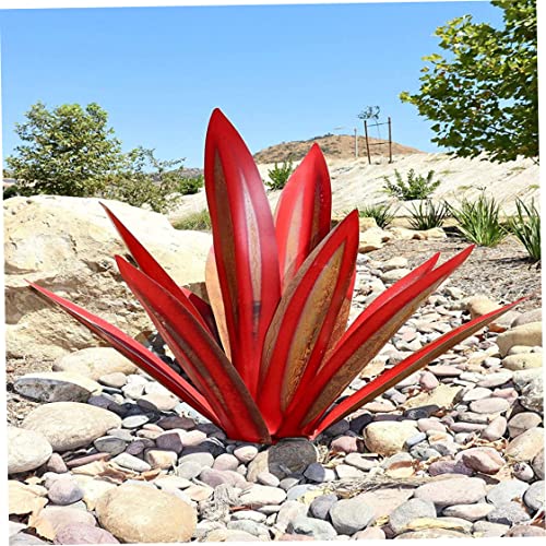 Statue jardin agave métal décoration extérieure rustique 13,78"