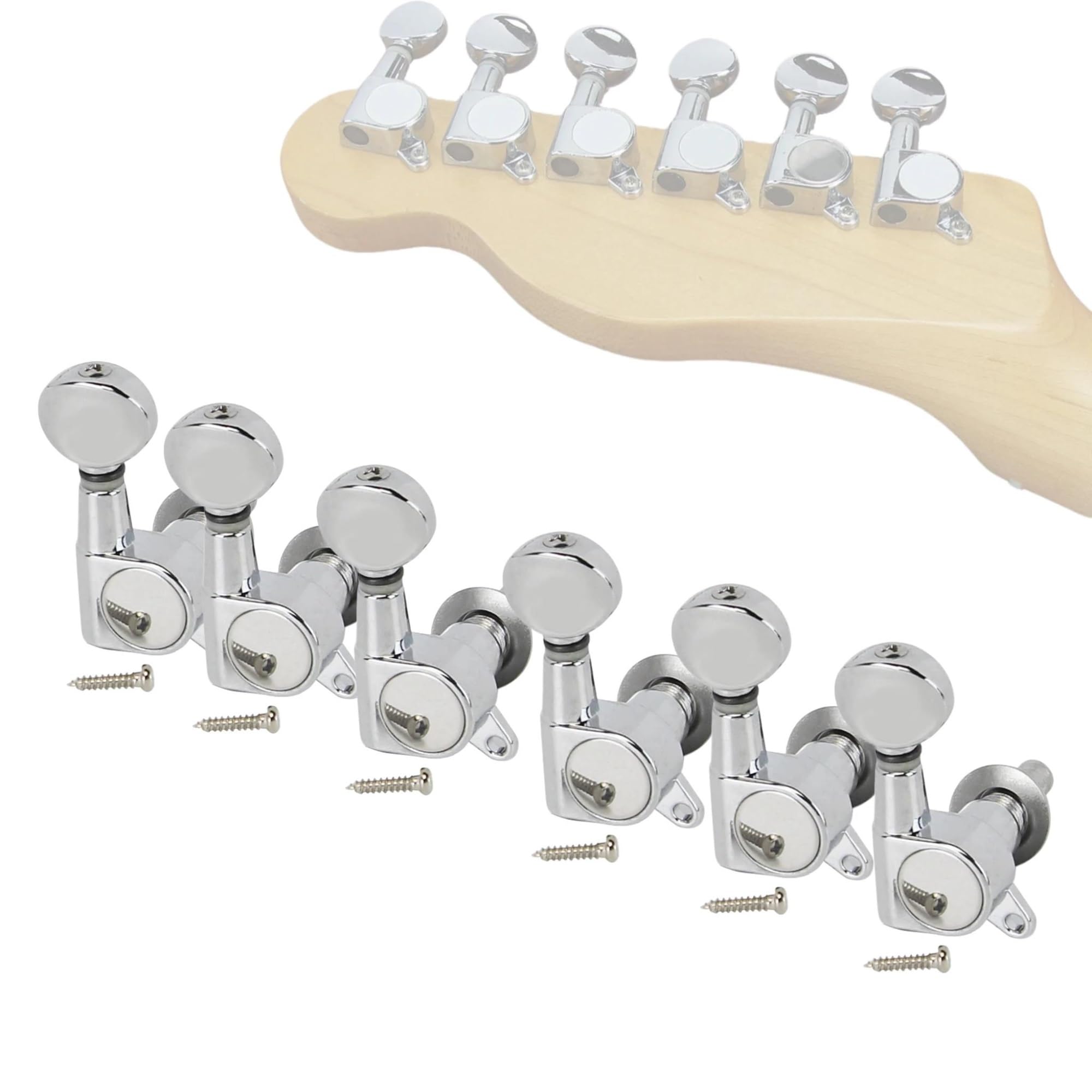 Clavijeros Bloqueo Paquete De 6 Afinadores Guitarra Cromados Para Guitarras ST TL