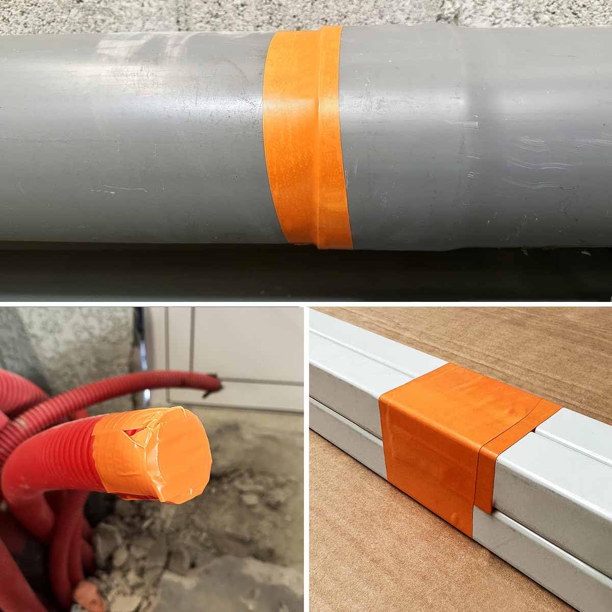 Tecplast Lot de 6 Rubans adhésifs PVC orange 50 mm x 33 m - Rouleau adhésif de chantier