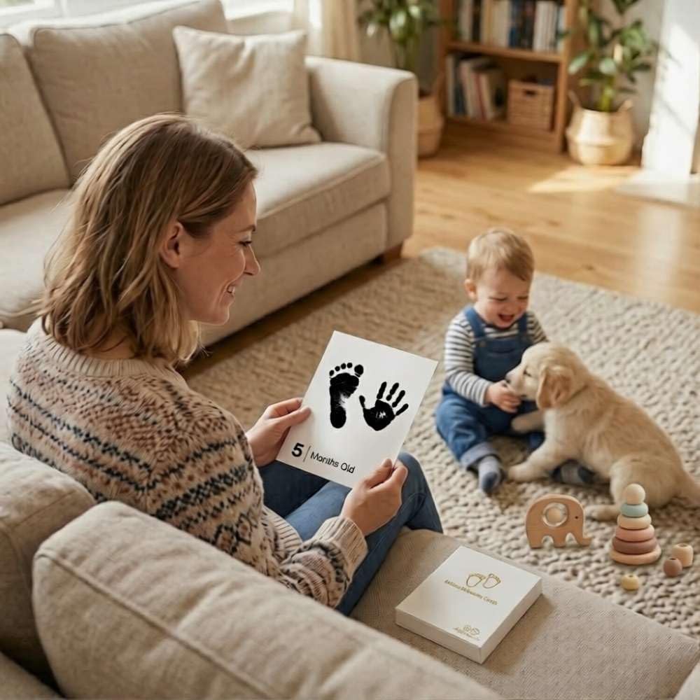 Kit Empreinte Bébé Sans Encre 14 cartes Milestone 1-12 mois