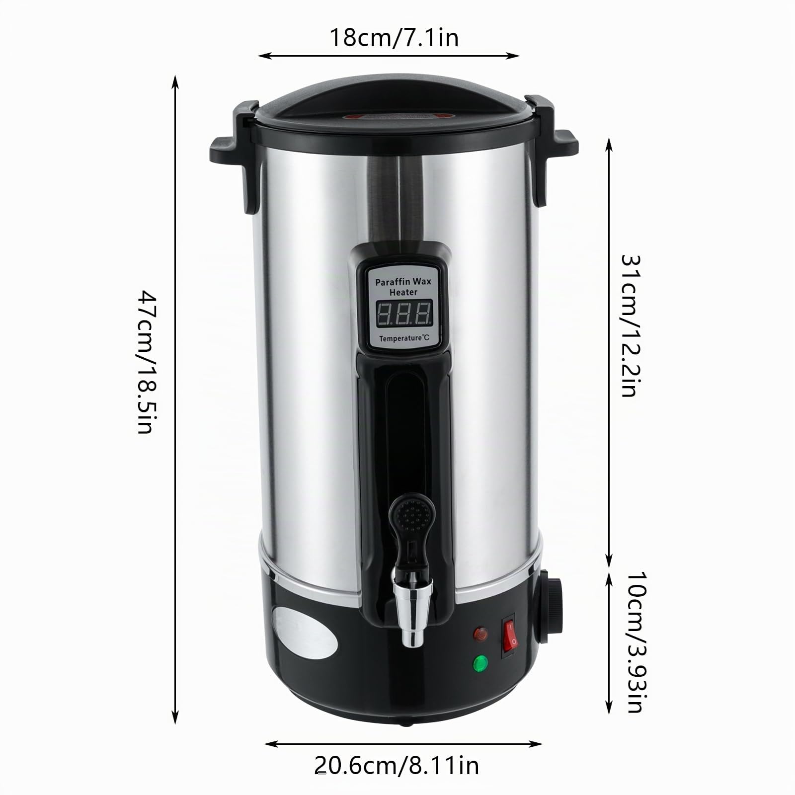 Fondoir Cire Bougie Machine Pot De Fusion Cire éLectrique Acier Inoxydable 10.8L, 1100 W Bec Verseur Machine à Fondre La Cires RéGlage 30-110 ℃, Affichage Numérique LED, Pour Fabrication De Bougie