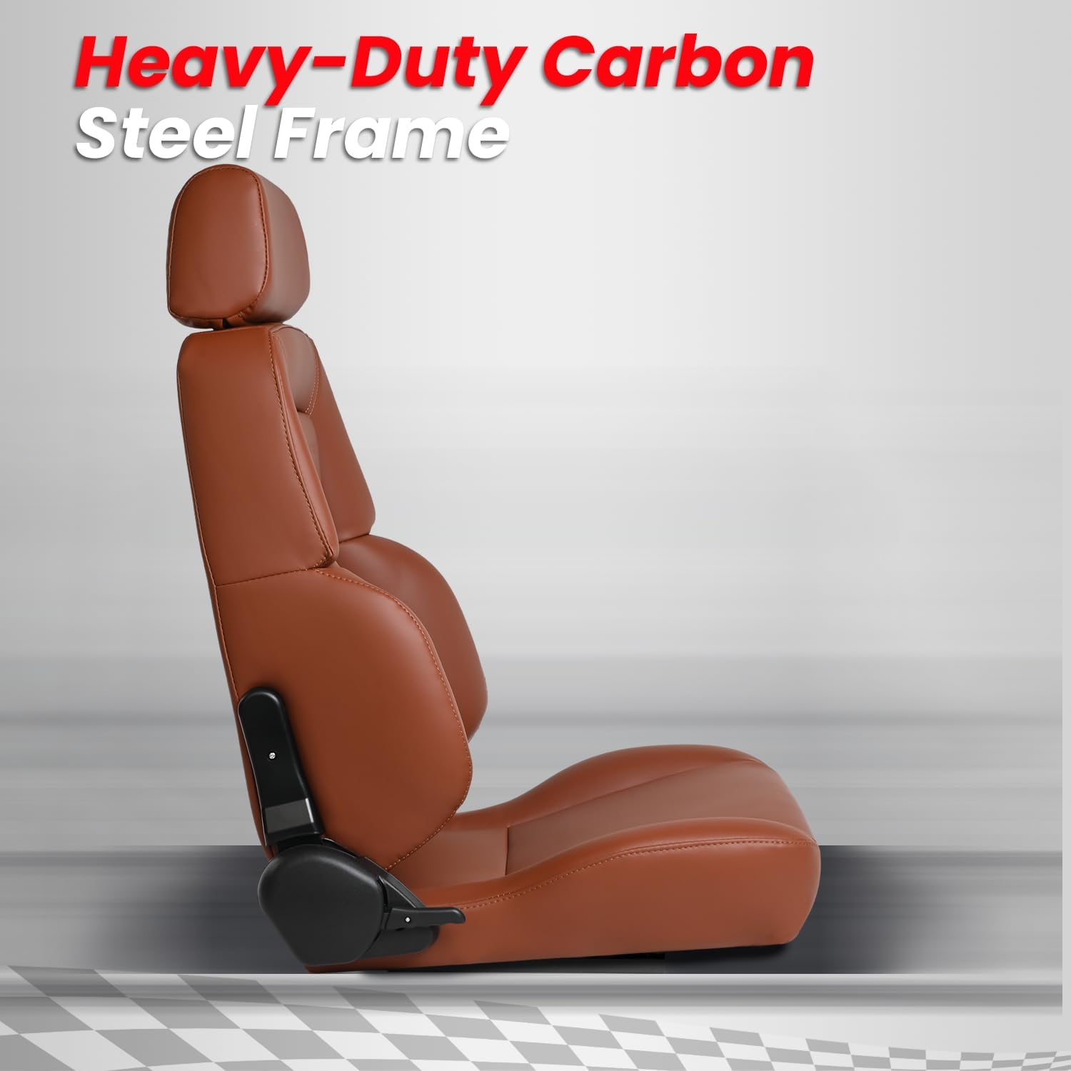 Universal Classic Plain Brown PVC, 165° Adjustment, Old Fashioned Racing Seats Pair For Car Use, Not Including Seat Bracket (Brown)