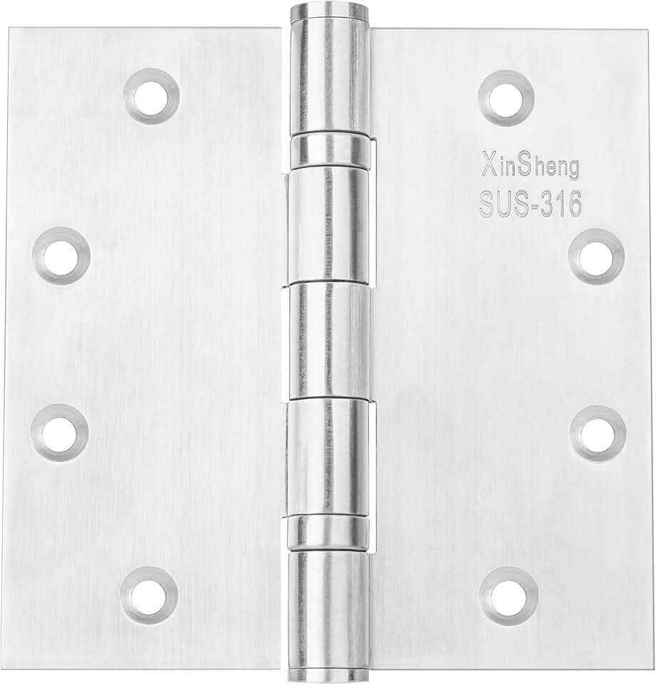 3 Pack 4.5x4.5 Inch Full 316 Stainless Steel Door Hinges Heavy Duty Marine-Grade Rust Proof Ball-Bearing Hinges for Exterior Outswing Doors, High-Salt Environments Non Removable Pin