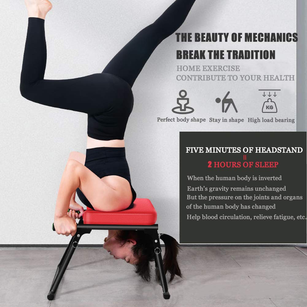 Sedia Yoga Inversion, Sgabello Verticale per Sedia Invertita Assistita Yoga Fitness Multifunzione con Design del Corrimano di Sicurezza per Esercizi di Ginnastica Domestica