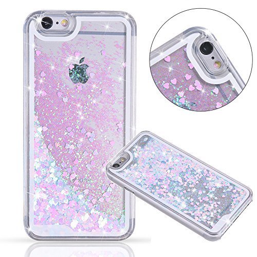 iPhone 6/6S Plus Hard Case, Maxdara Flowing Liquid Floating Luxury Bling Glitter Sparkle Case Cover Fashion Creative Design iPhone 6/6S Plus 5.5 inch Case (Pink&Blue)
