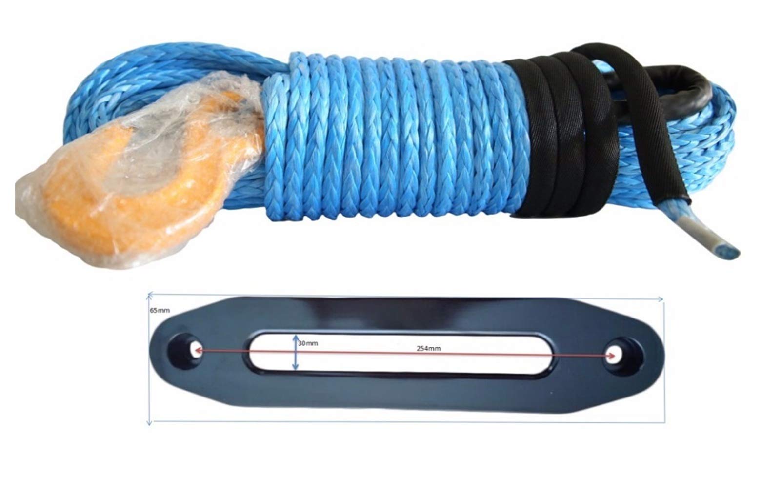 Gancio sintetico a corda da 12 mm * 30m con 10 "Atv Hawse Failead, cavo di verricello spettri, sintetica,Elevata resistenza alla rottura