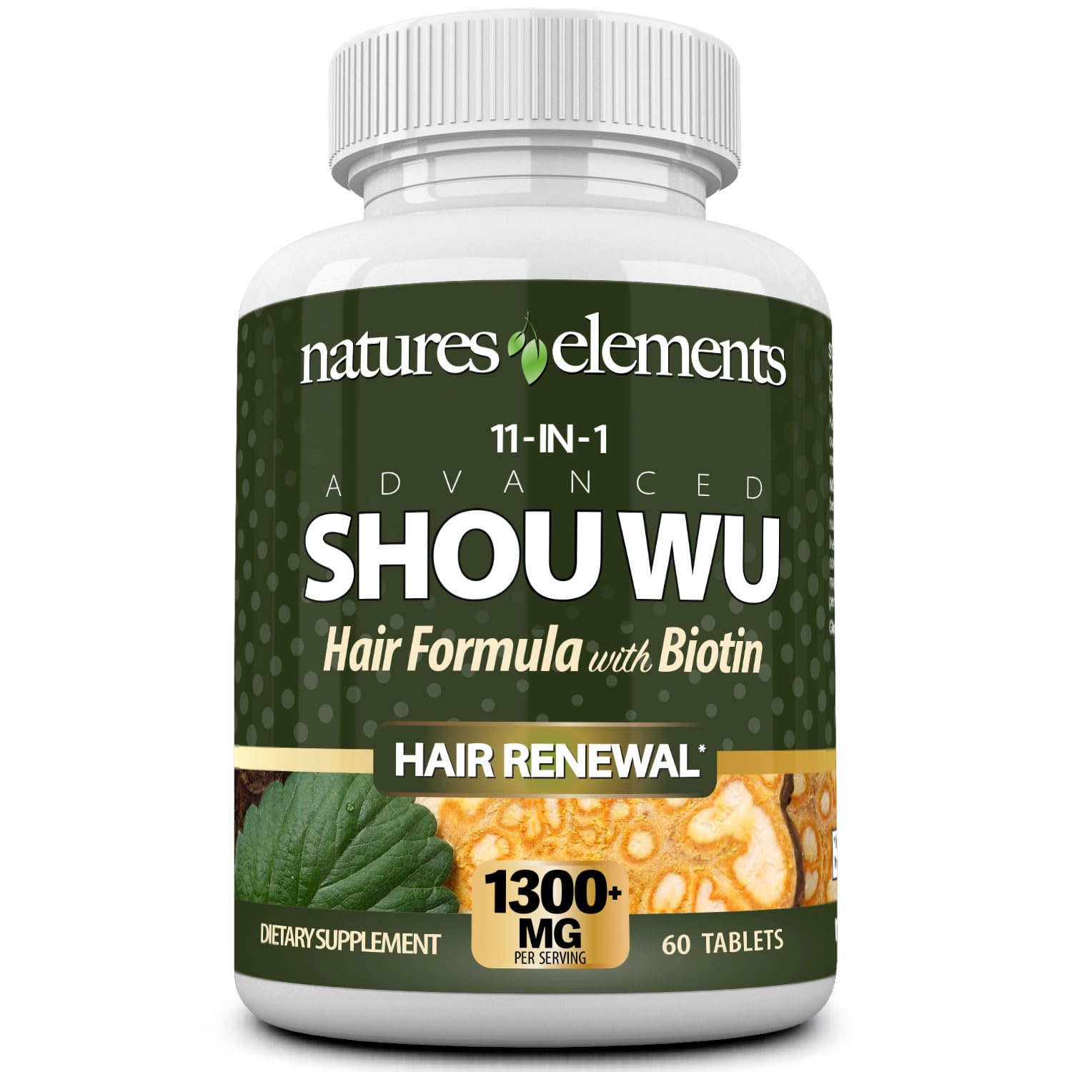 Advanced Shou Wu for Gray Hair – Prepared He Shou Wu for Hair Growth with Biotin, Bioperine, Fo-Ti Root & More – 100% Natural – 60 Tablets – Non-GMO, Gluten-Free
