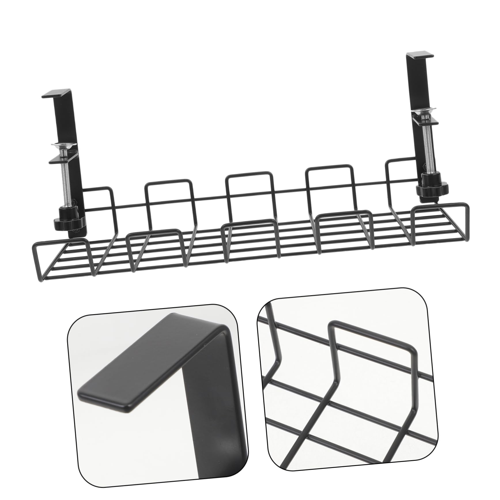 Organizador de Cables de Acero al Carbono Debajo del Escritorio para Oficina y Hogar, Soporte Resistente para Regletas, Bandeja de Gestión de Cables Negros, Estante